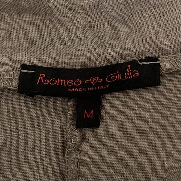 Romeo Giulia Lagenlook Linen Tunic Size M Taupe Embroidered Cottage Boho Artsy - Picture 10 of 15